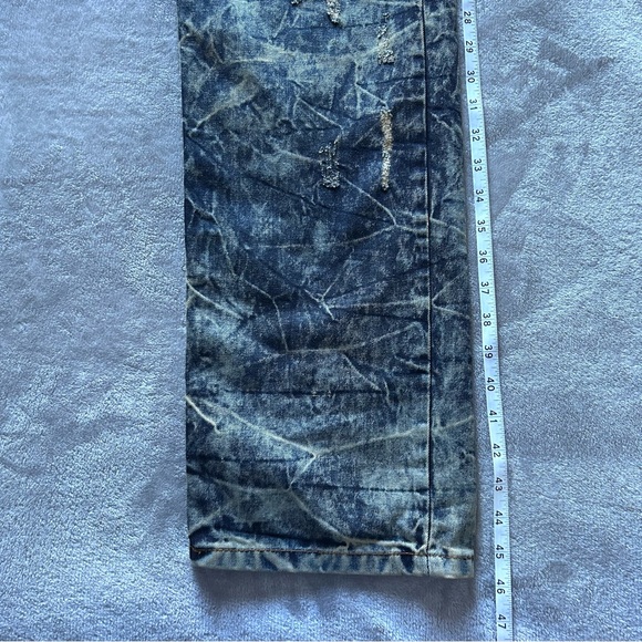 Evolution In Design Men’s Size 40x34 Dark Acid Wash Faded Ripped Jeans Blue - Picture 6 of 8